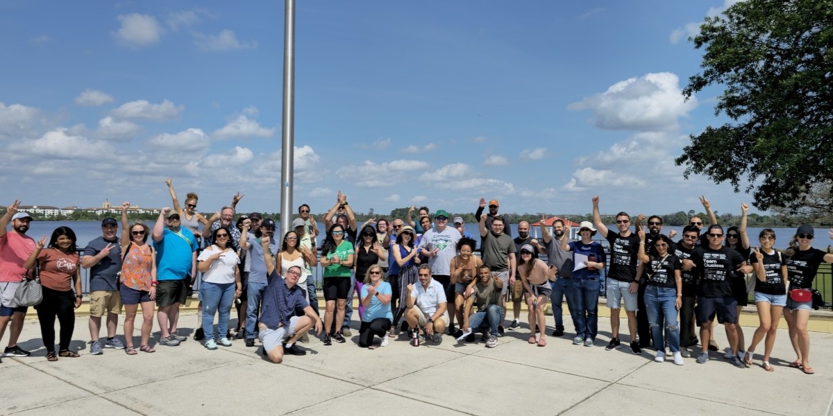 Corporate team building scavenger hunt group celebrating in Orlando Florida
